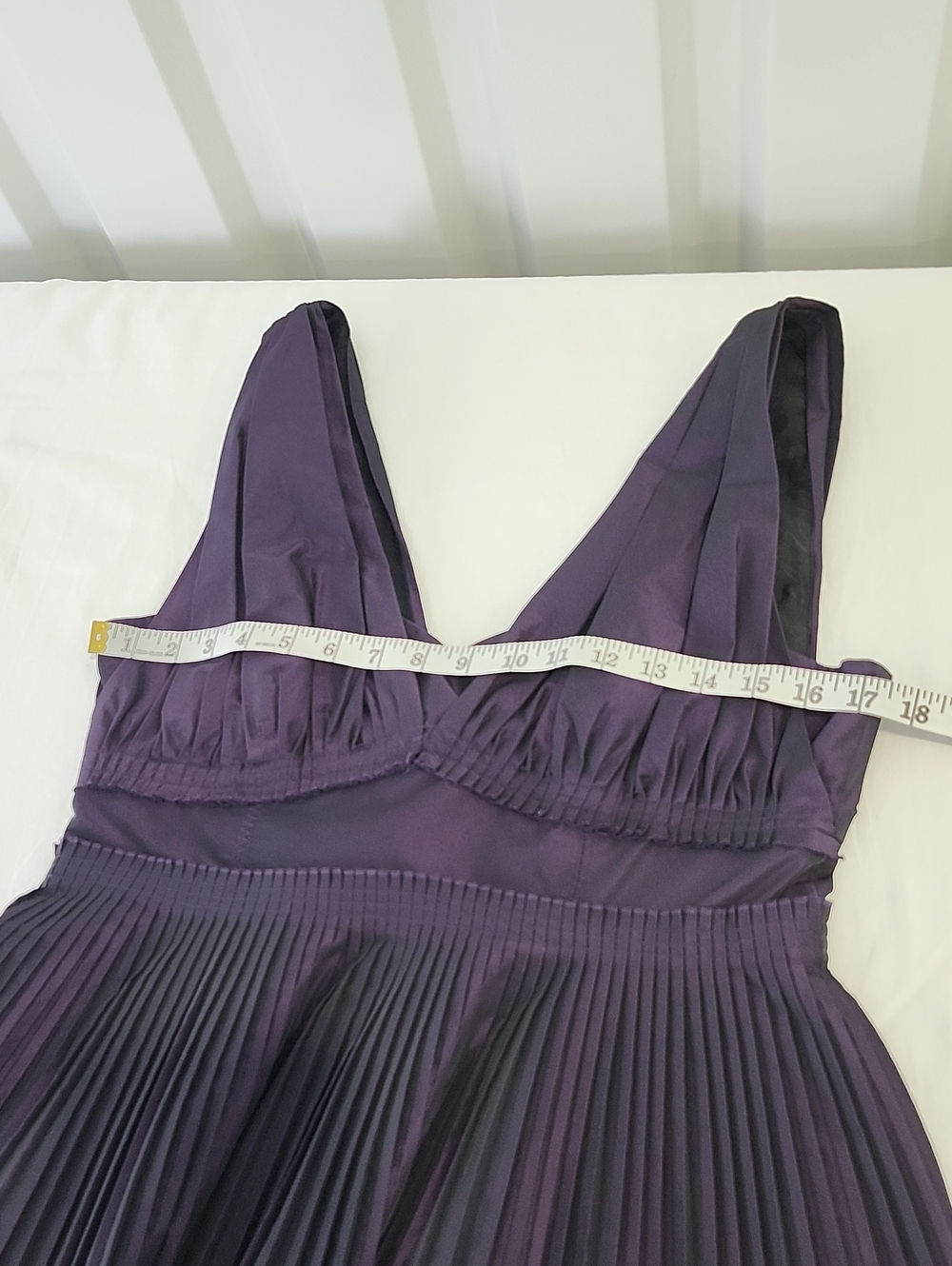 BCBGeneration Womens Poly Taffeta Iridescent Purple Pleated Short Dress Size 12 - Picture 9 of 11